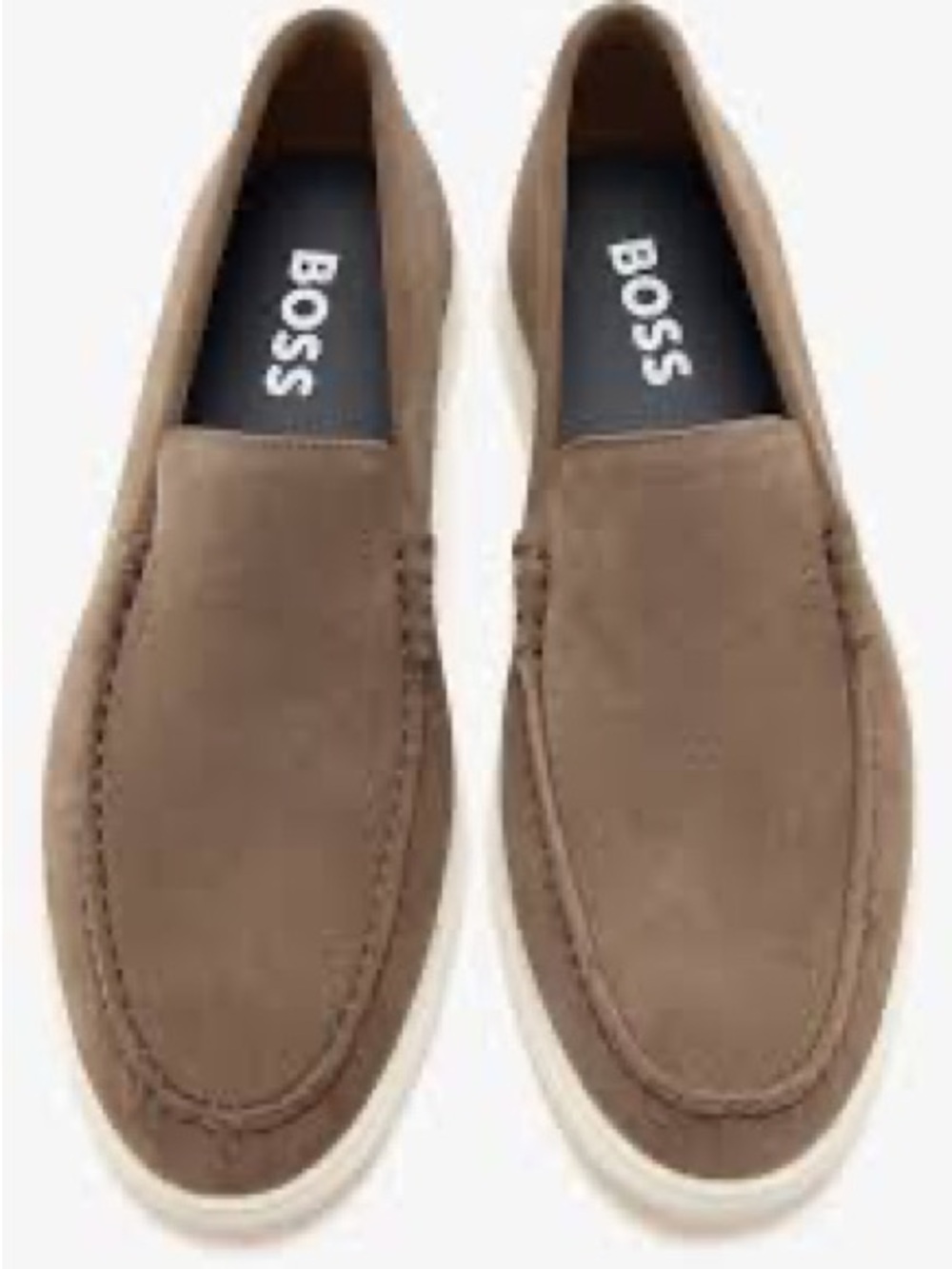 Boss Taupe Suede Slip-On Loafers